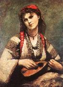  Jean Baptiste Camille  Corot Gypsy with a Mandolin oil painting reproduction